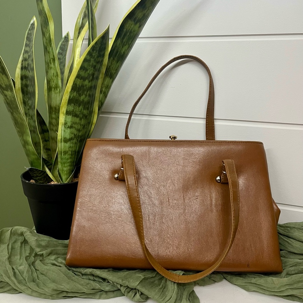 Vintage Brown Leather Tote Bag